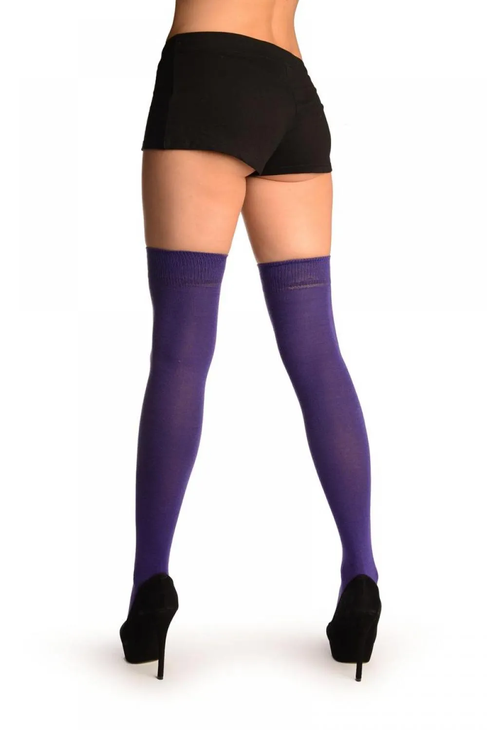 Plain Purple Over The Knee Socks