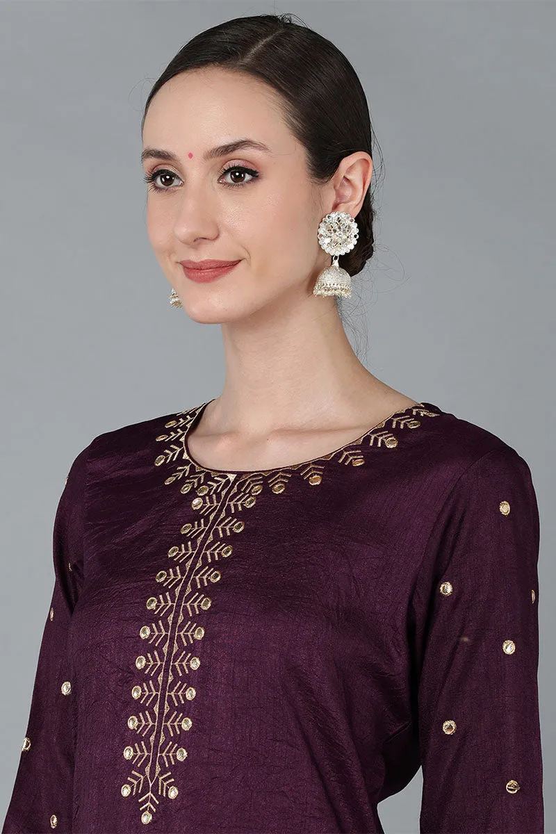 Purple Embroidered Kurta