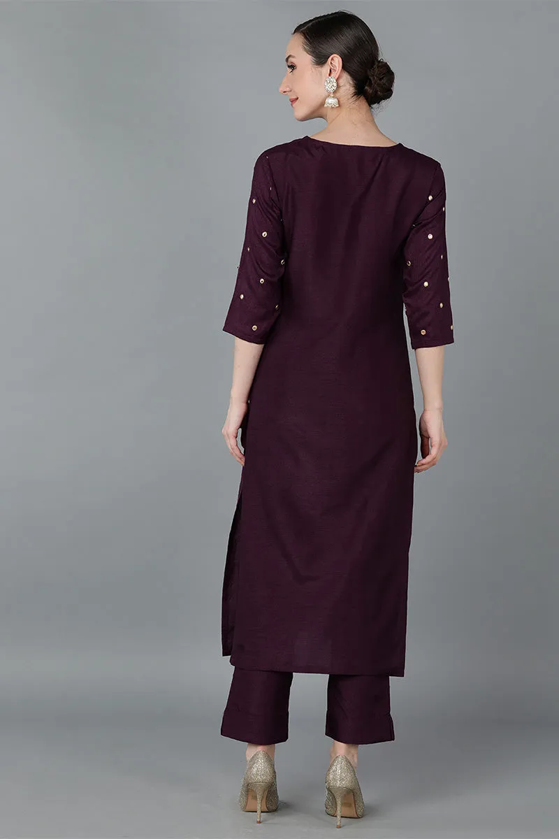 Purple Embroidered Kurta