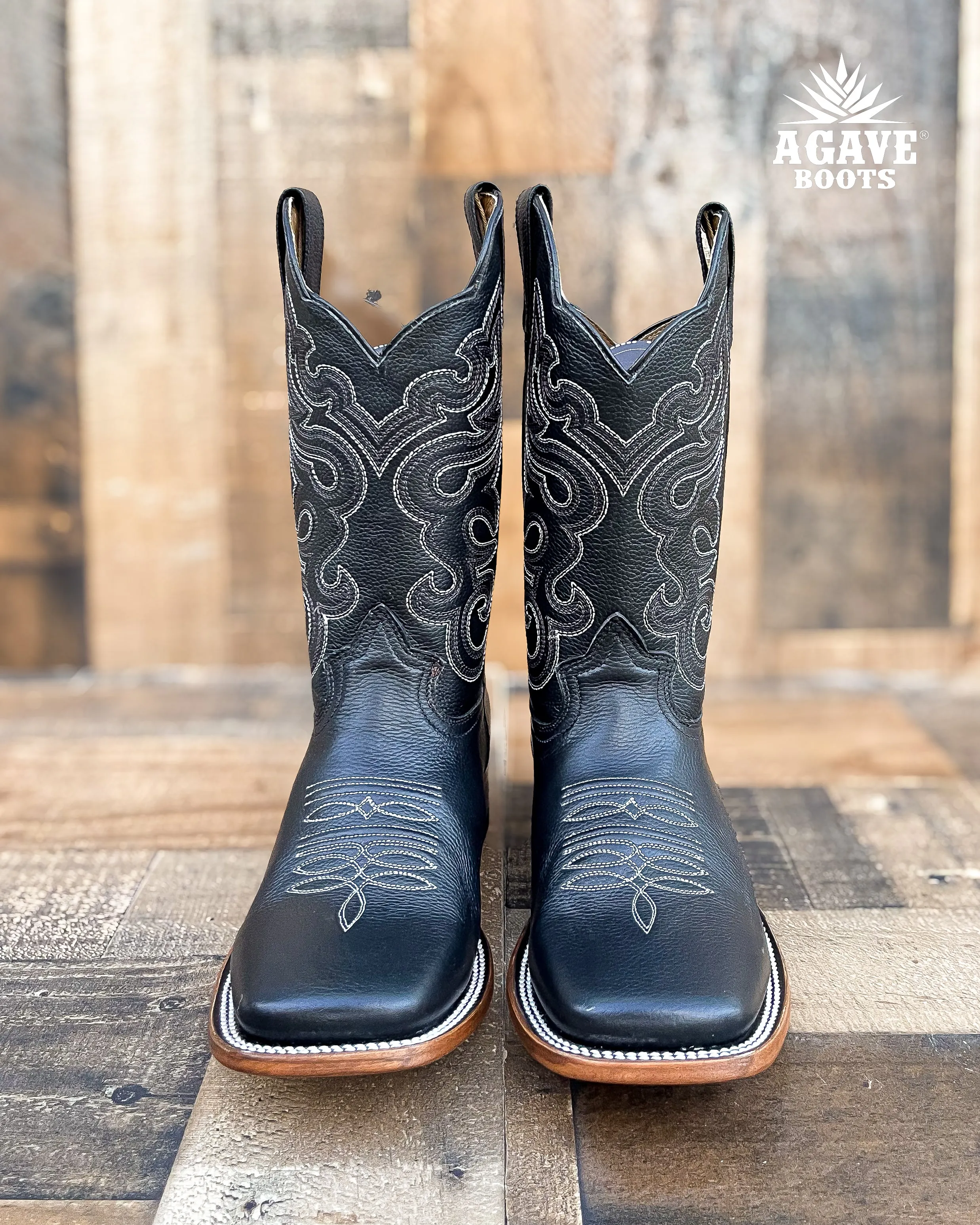 "TOMBSTONE" BLACK | MEN SQUARE TOE WESTERN COWBOY BOOTS