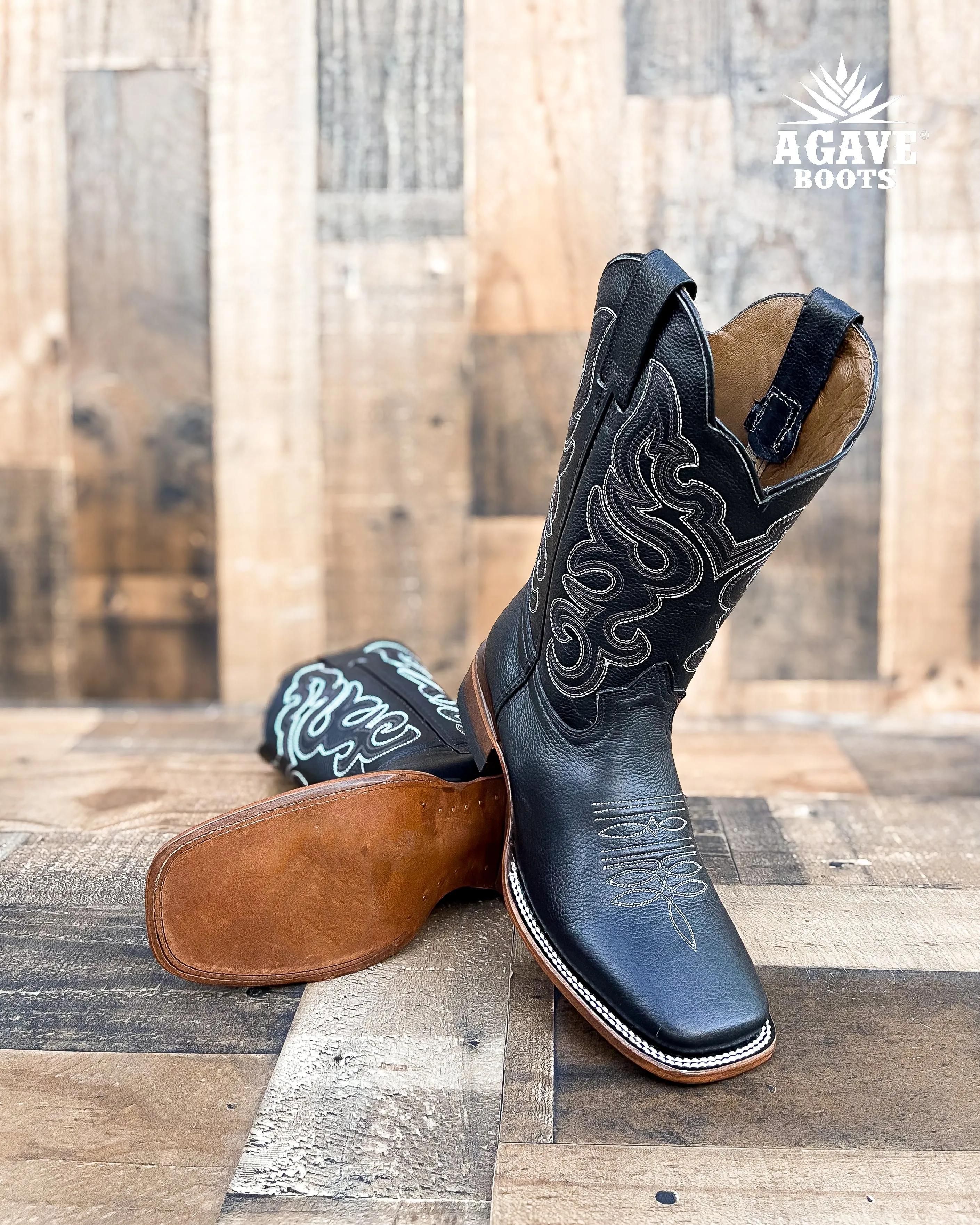 "TOMBSTONE" BLACK | MEN SQUARE TOE WESTERN COWBOY BOOTS