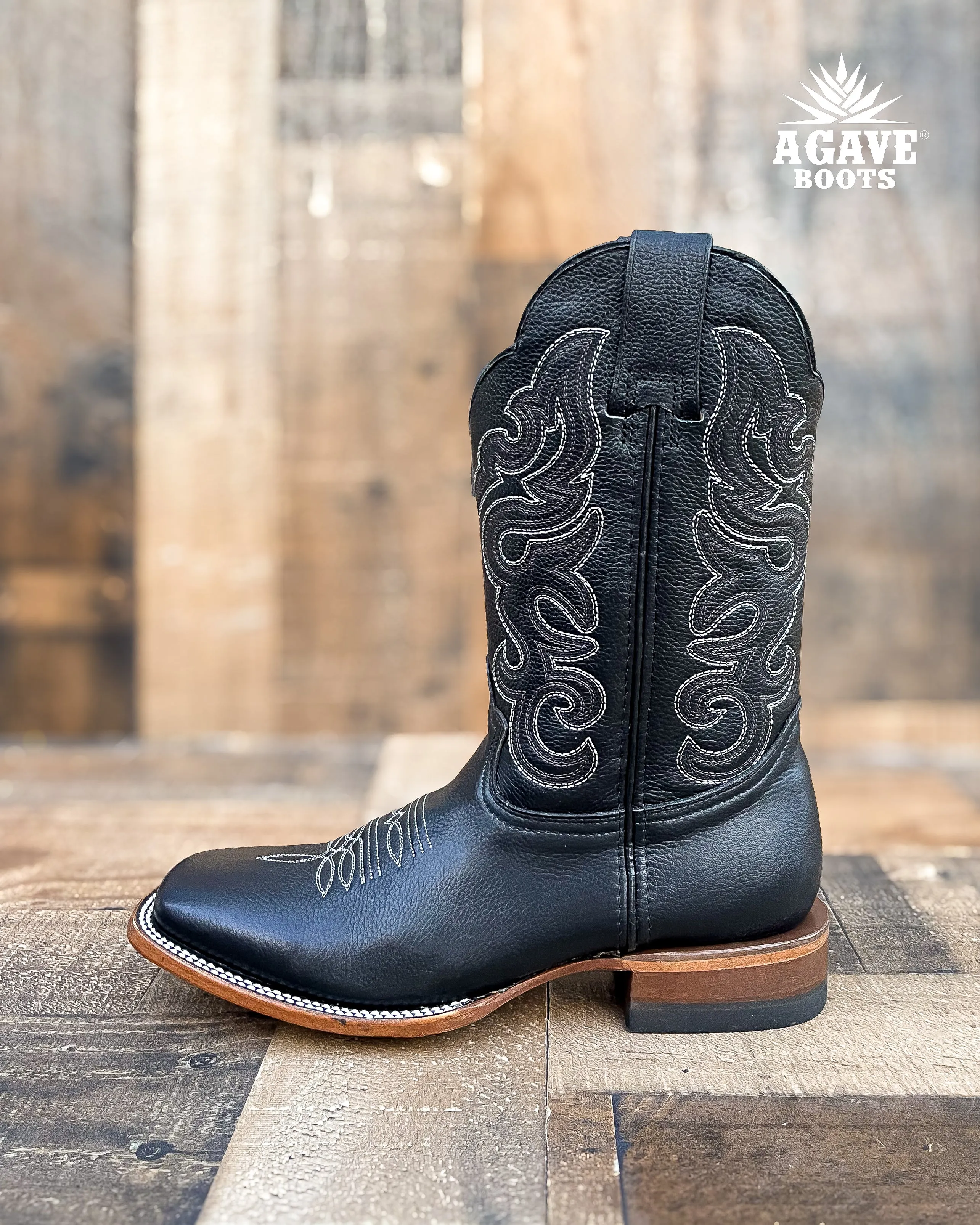 "TOMBSTONE" BLACK | MEN SQUARE TOE WESTERN COWBOY BOOTS
