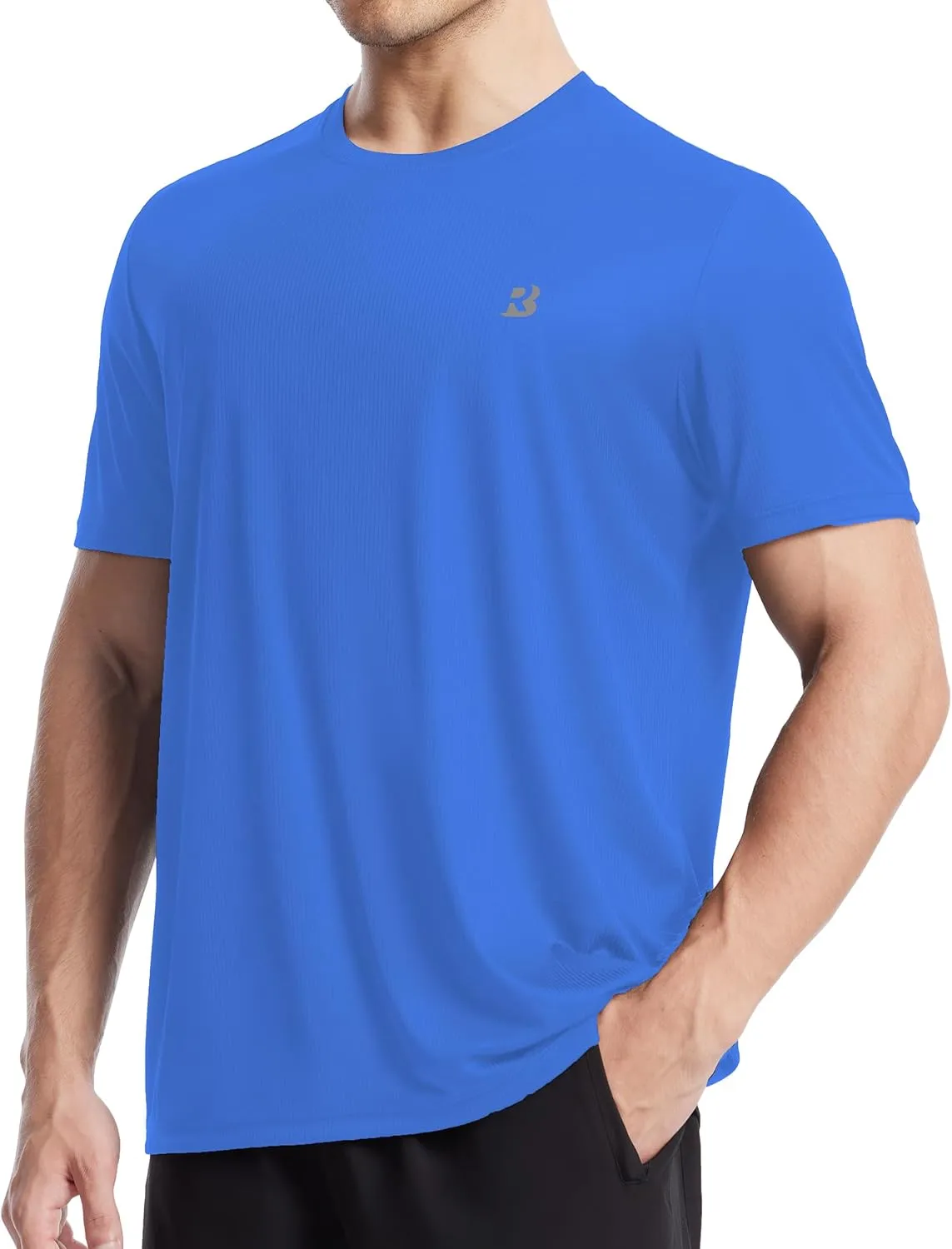 Roadbox Men's Workout Shirts Short Sleeve, Quick Dry Athletic Running T-Shirt, UPF 50  UV Sun Protection Sports Gym Tee Tops