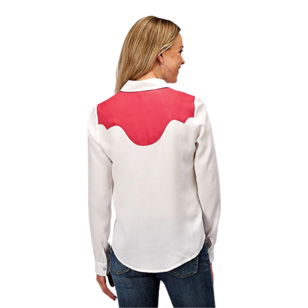 Roper Women's Rayon Challis Embroidered White Shirt