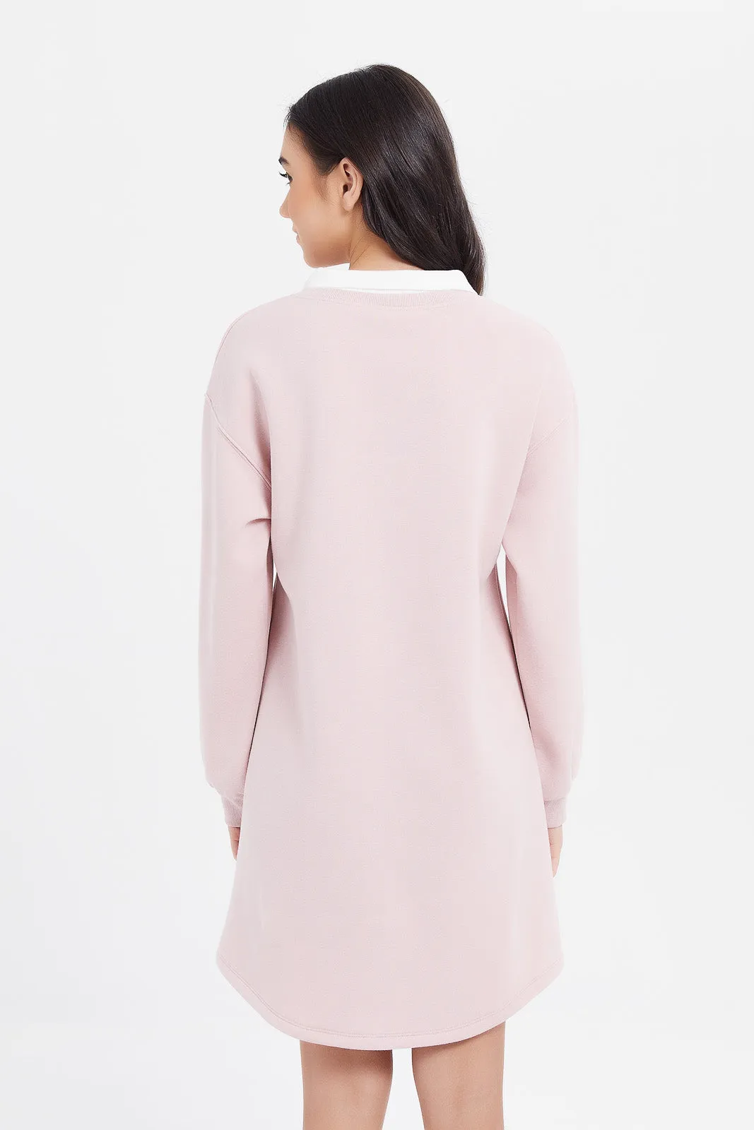 Senior Girls Pink Collared Varsity Dress