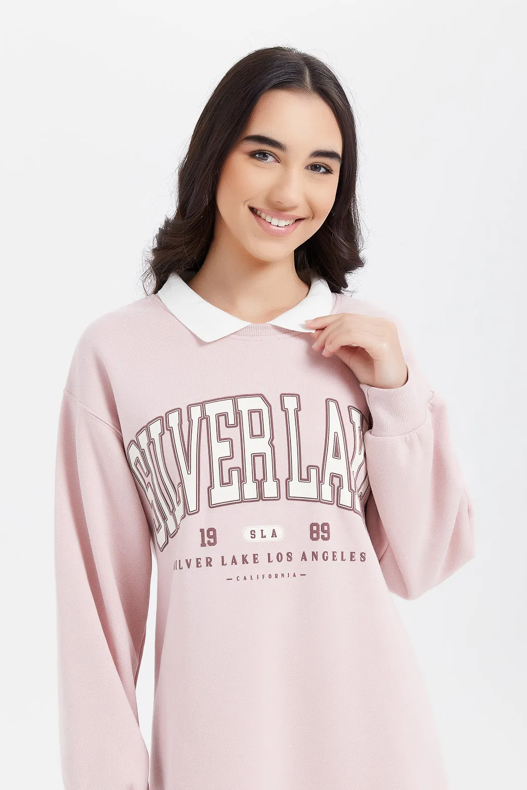 Senior Girls Pink Collared Varsity Dress