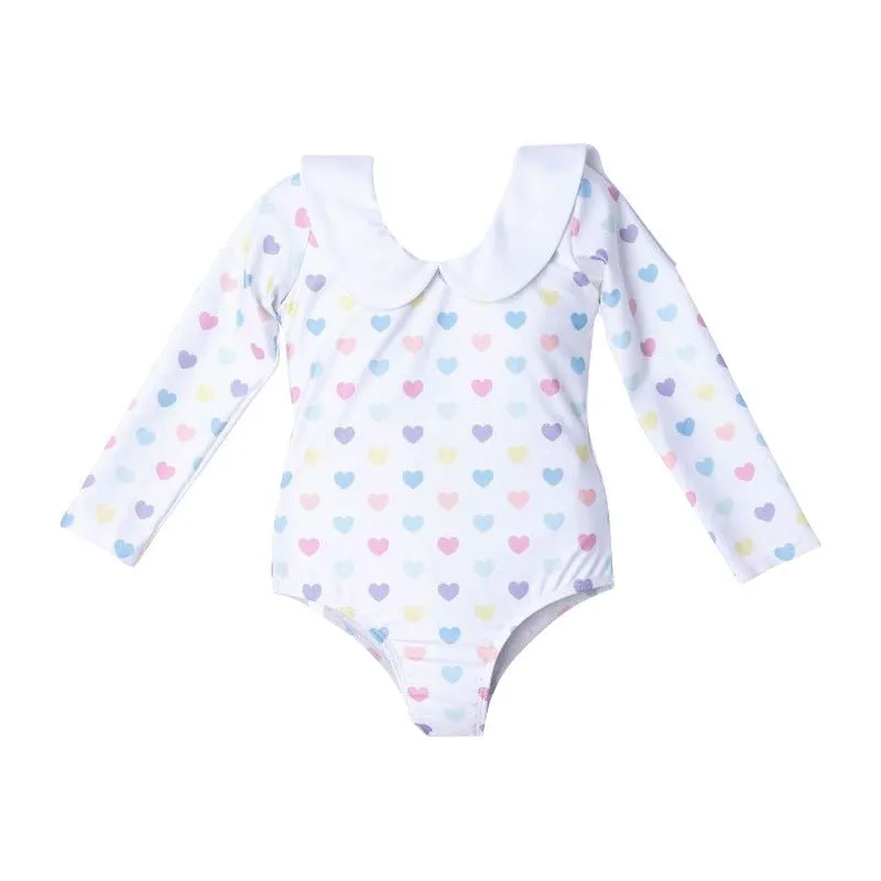Toddler/Kid Girl Mix Prints Long Sleeve Swimsuit ( 3 Designs)
