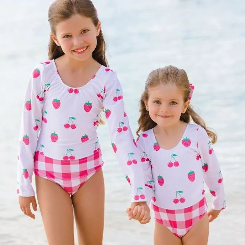 Toddler/Kid Girl Mix Prints Long Sleeve Swimsuit ( 3 Designs)