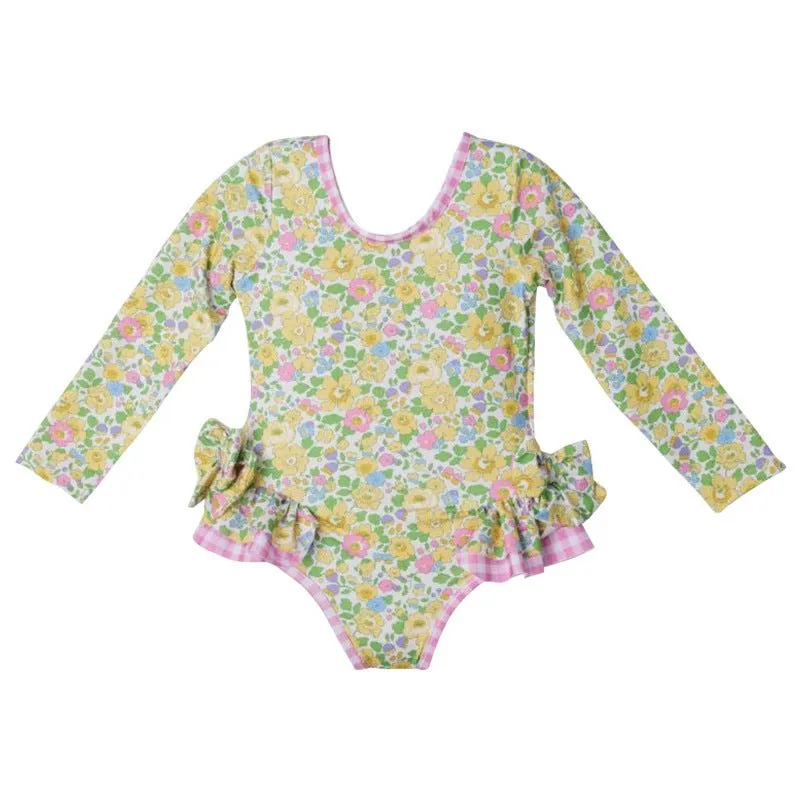 Toddler/Kid Girl Mix Prints Long Sleeve Swimsuit ( 3 Designs)
