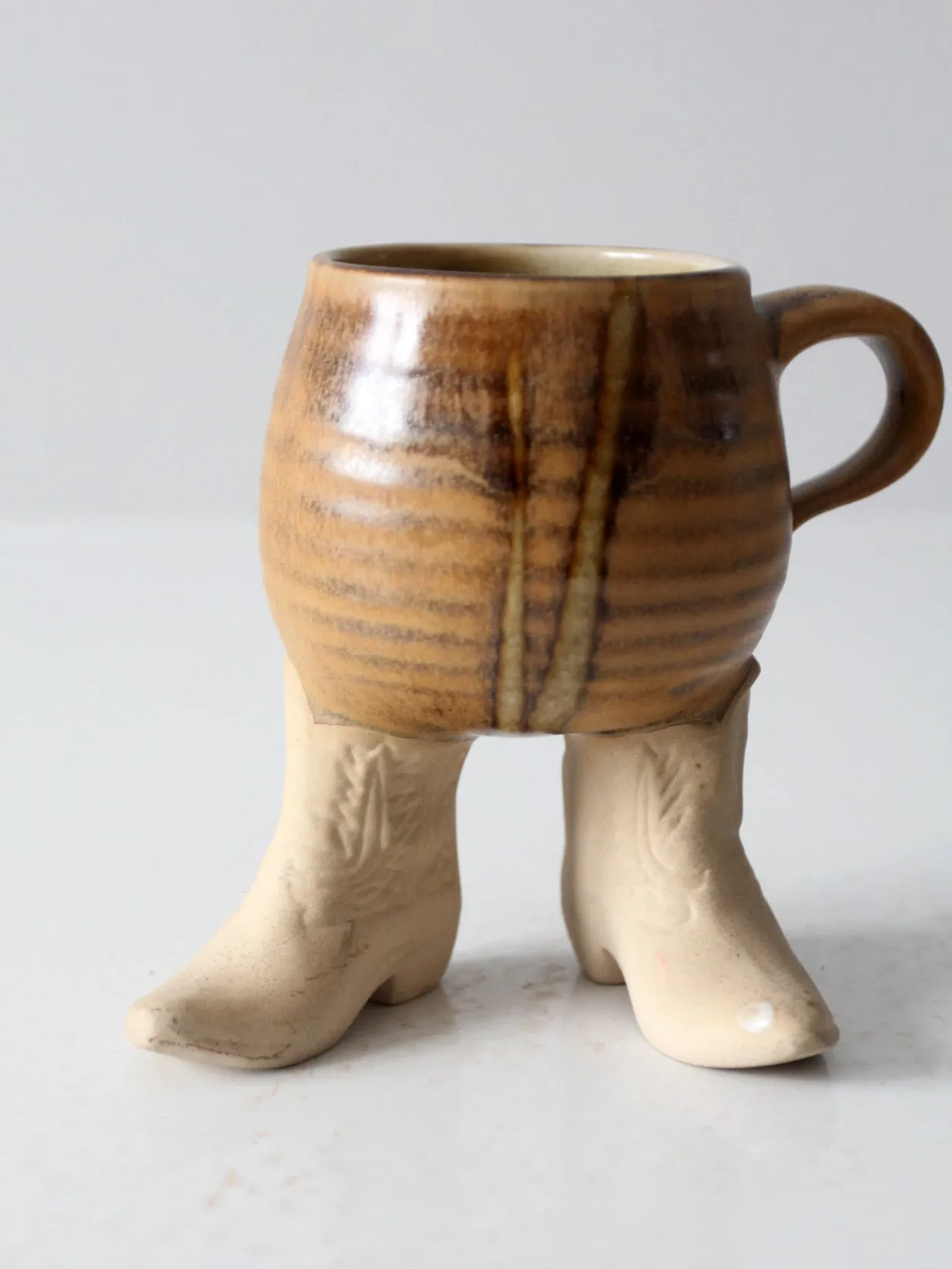 vintage studio pottery cowboy western mug