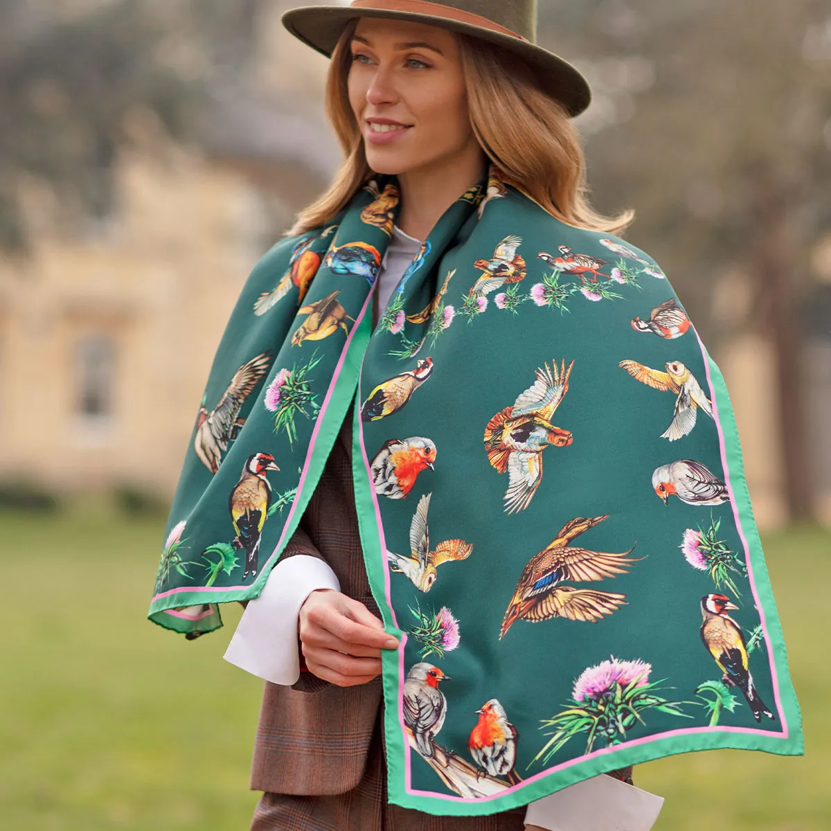 Walk On The Wild Side Forest Green Classic Silk Scarf
