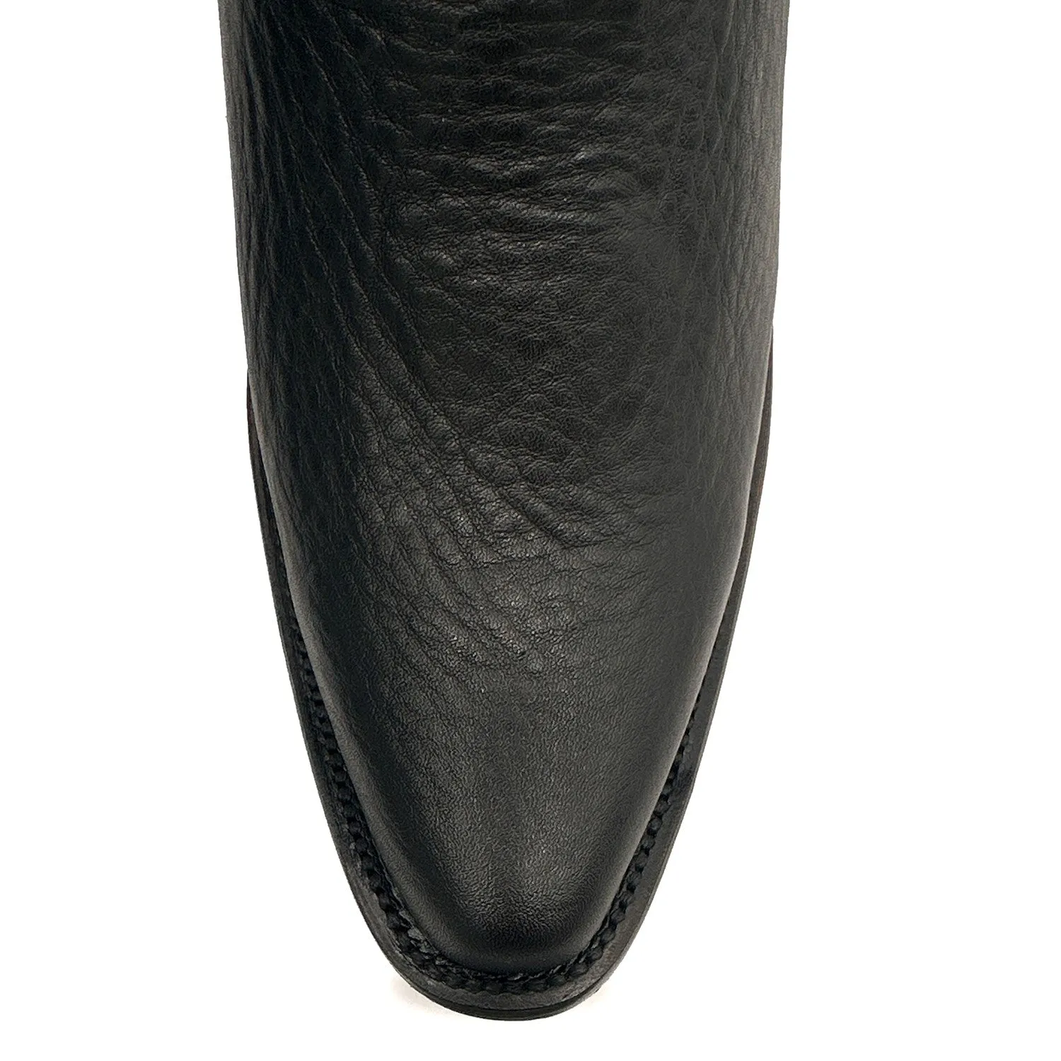 Women’s Genuine Leather Pointed Toe Mid Calf Black Western Boots