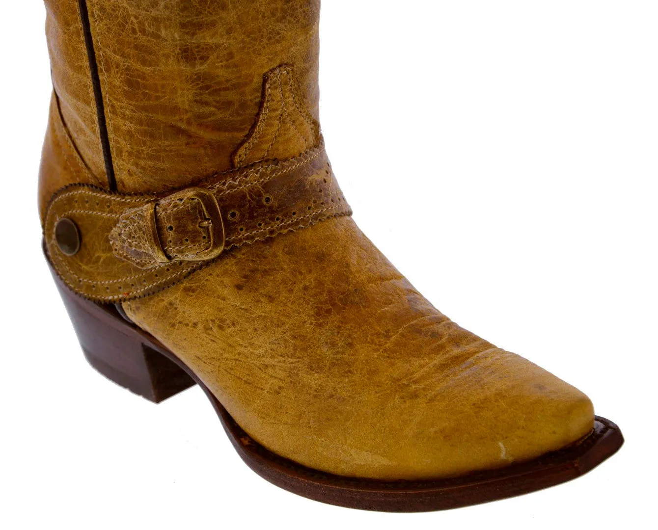Womens Hayek Sand Leather Cowboy Boots Studded - Snip Toe