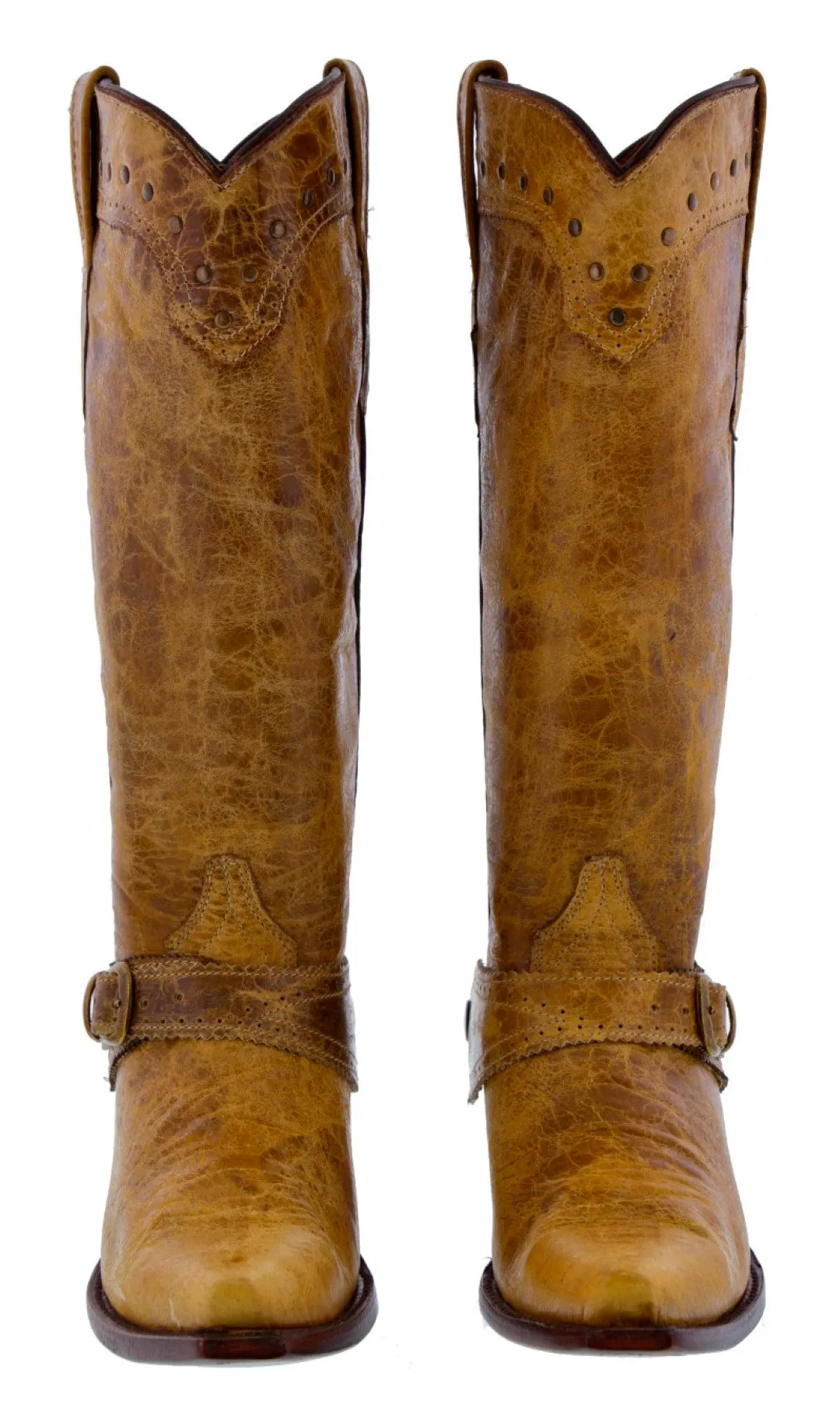 Womens Hayek Sand Leather Cowboy Boots Studded - Snip Toe