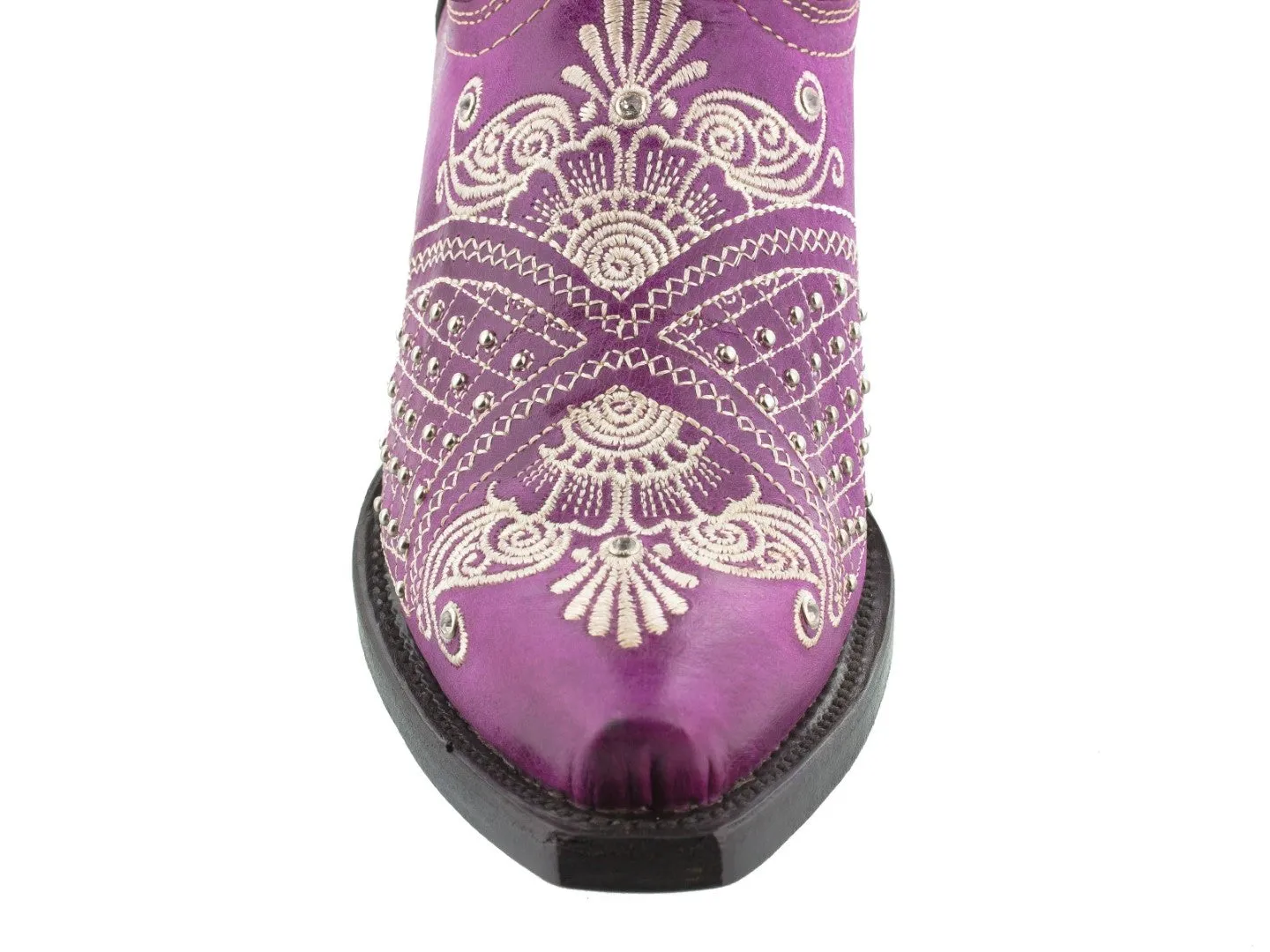Womens Marfil Purple Wedding Cowboy Boots Studded - Snip Toe
